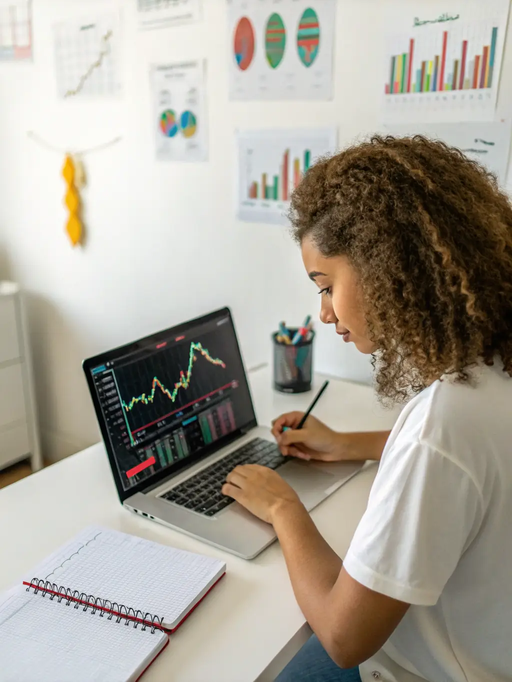 A teenager is attending a financial literacy workshop, actively participating in a discussion about investment strategies and financial planning.