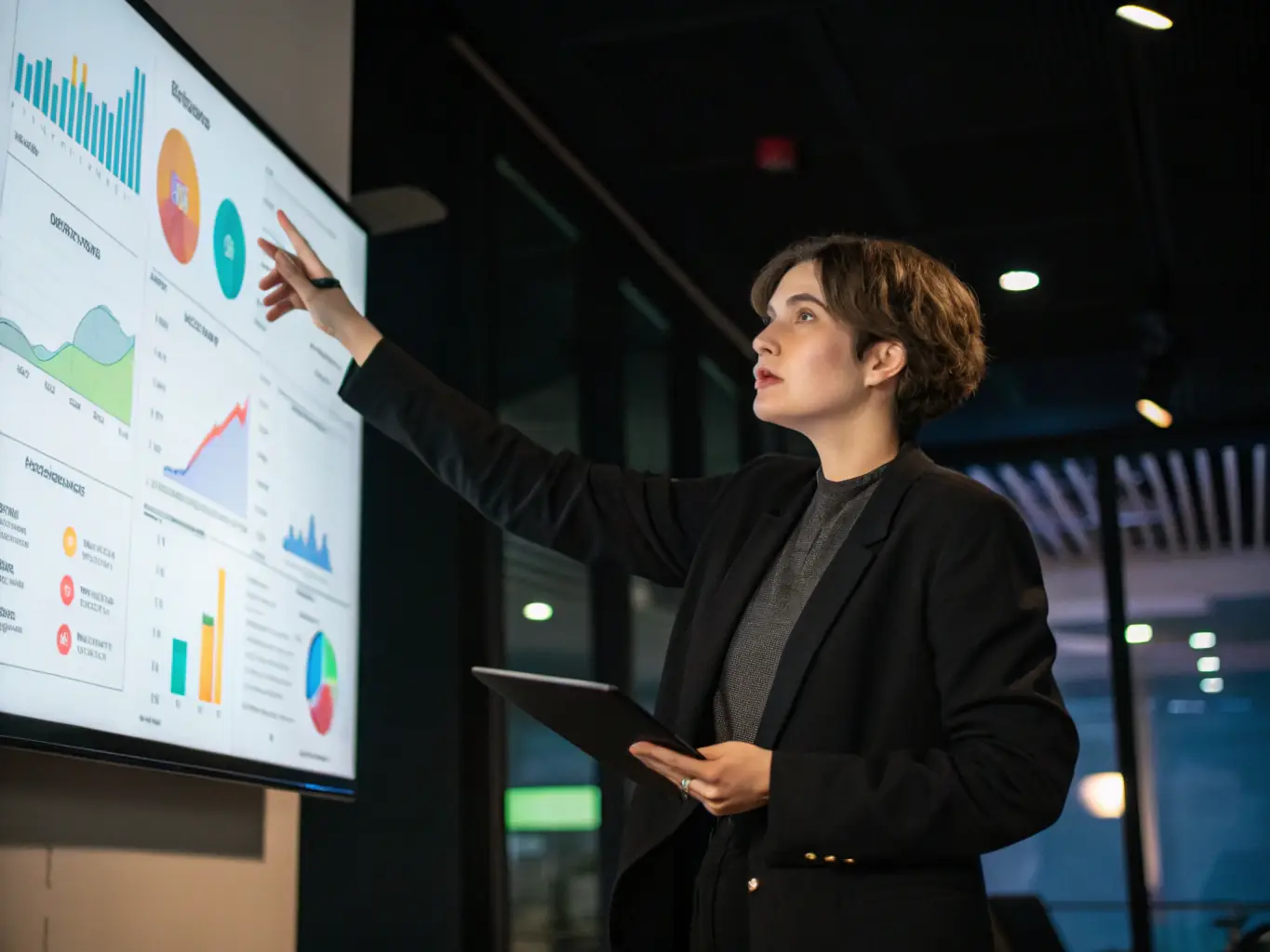 An image featuring a young British entrepreneur presenting a business plan, highlighting the importance of financial literacy in entrepreneurial ventures. The scene is set in a co-working space, emphasizing innovation and economic growth.